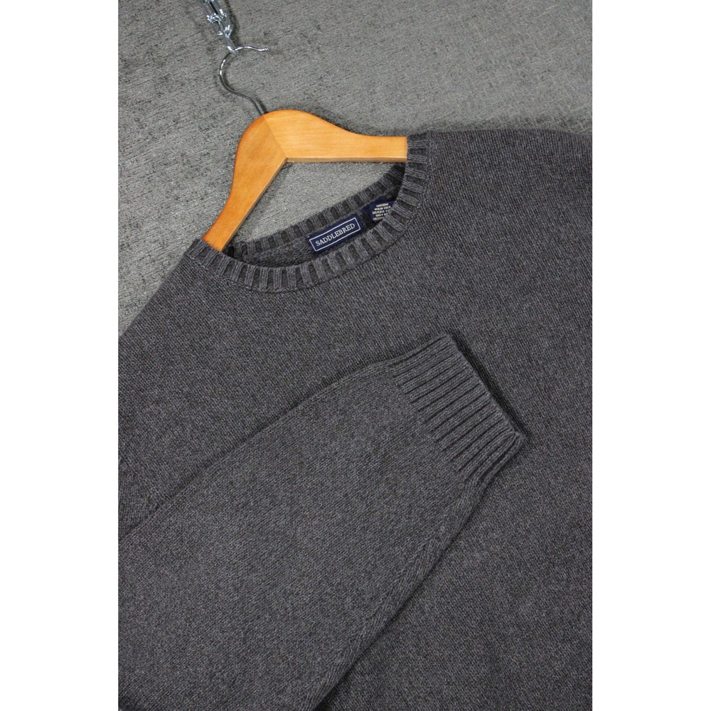Saddlebred Mens XL Charcoal Gray 100% Cotton Crewneck Knit Sweater Long Sleeve